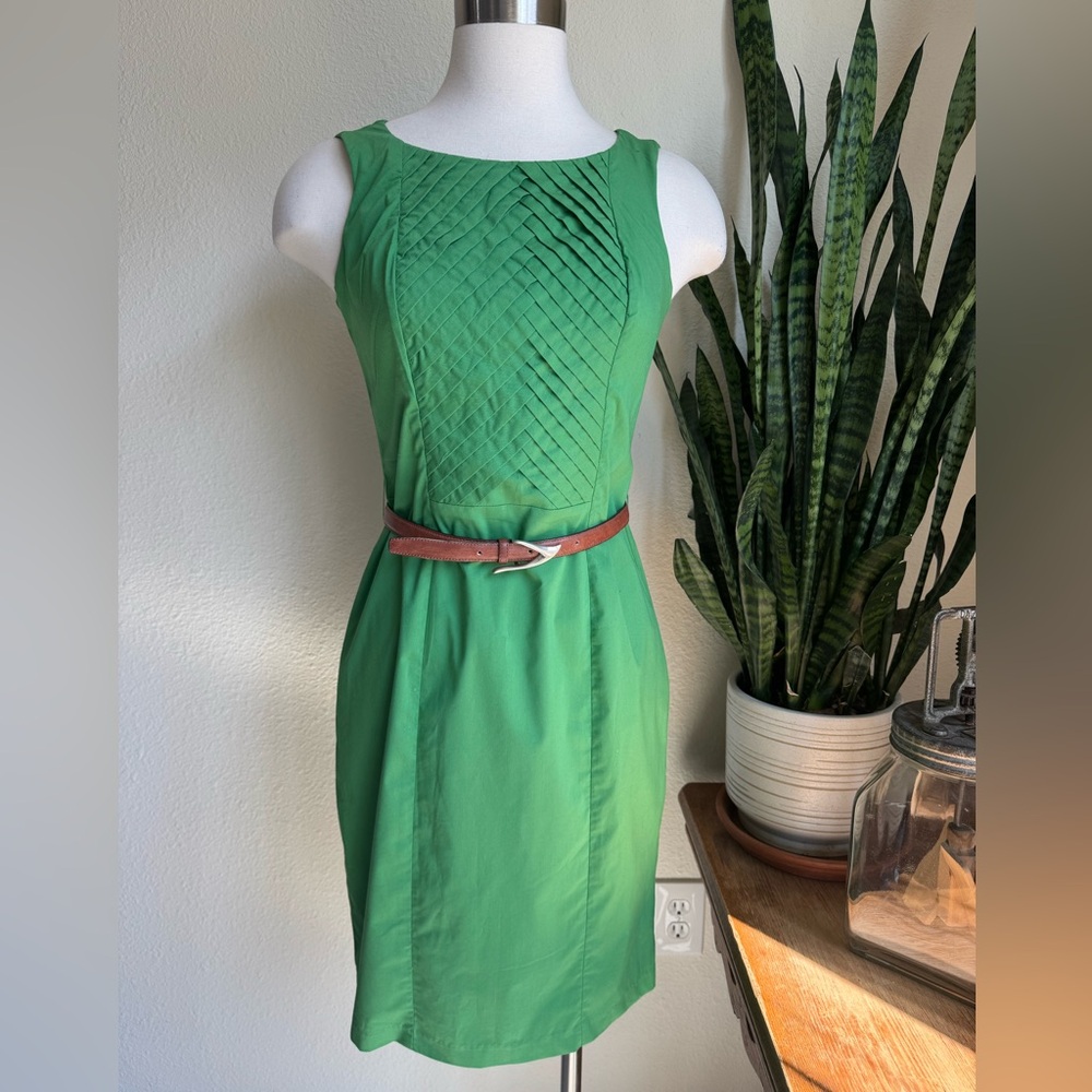The Limited Green Pleated Sheath Dress Size‎ 4 – Cotton Blend Lined Classic Fit
